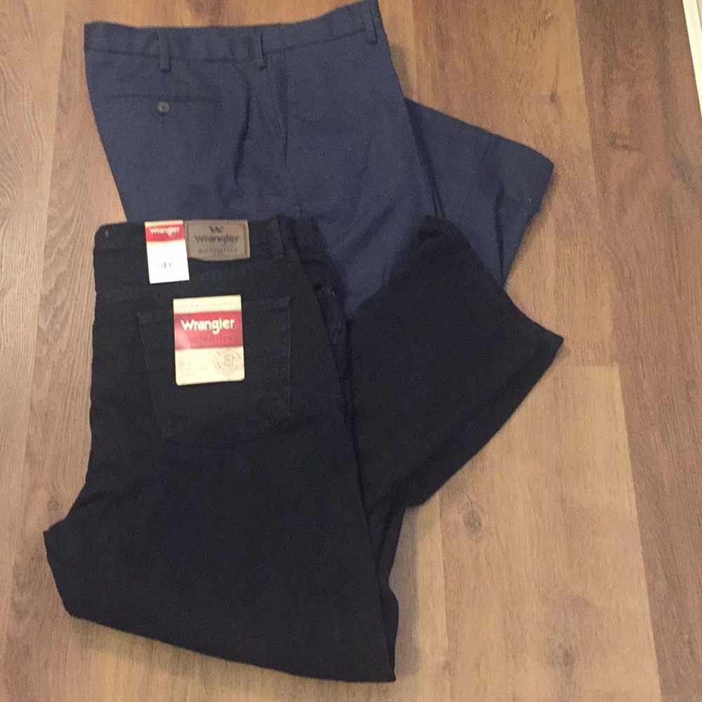 Bundle of men’s pants.  Navy Chios, Black Jeans